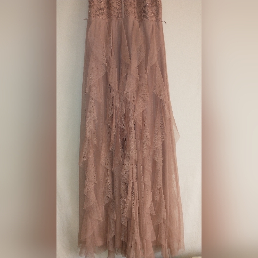 Sleeveless Blush Maxi Dress with Lace Bodice - Picture 4 of 6
